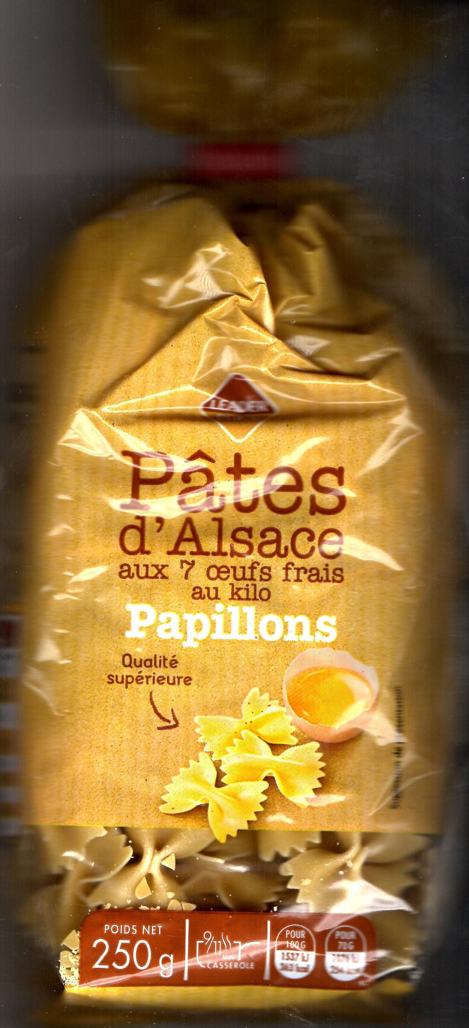 Papillons - Pâtes d'Alsace 7 Œufs Frais au Kilo - Produit