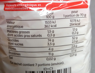 Macaroni - Voedingswaarden - fr