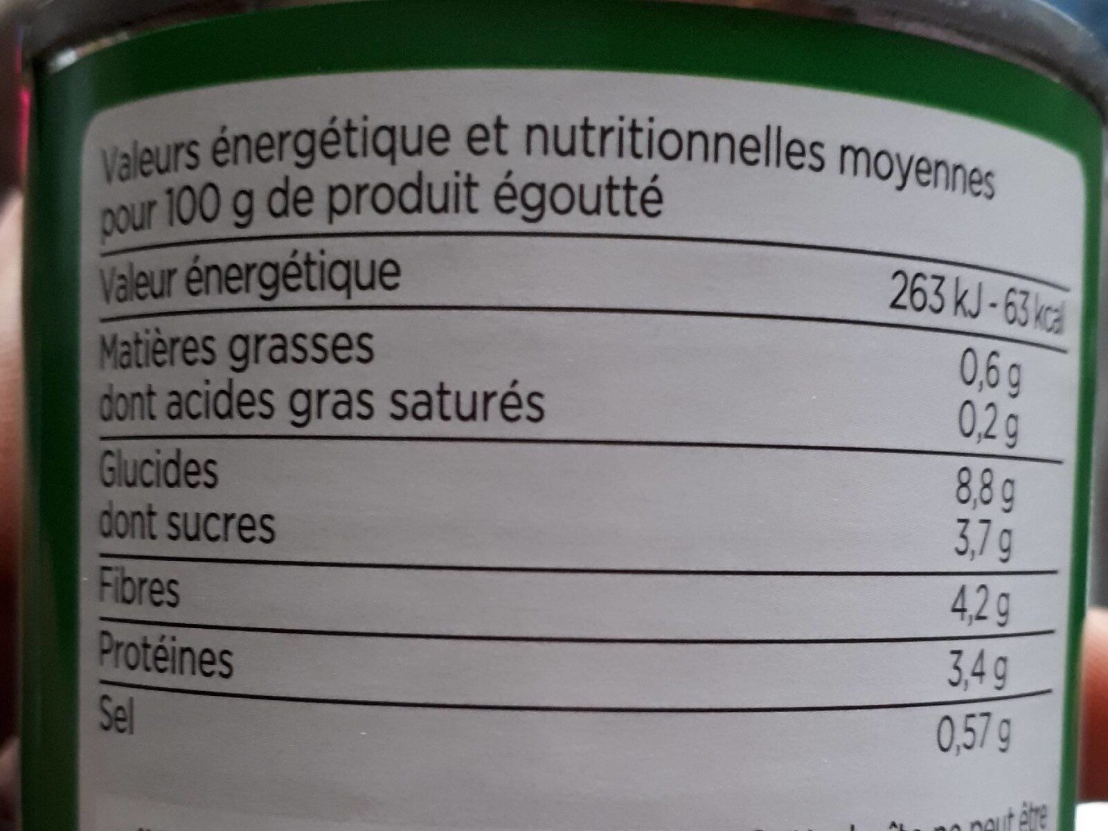 Petits Pois Et Jeunes Carottes - Nutrition facts - fr