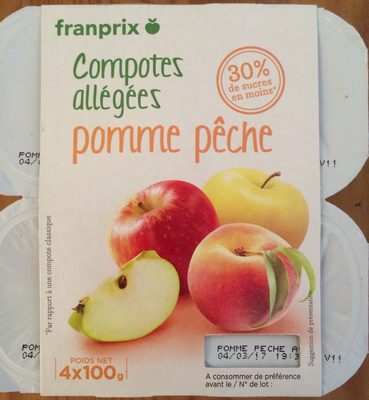 compotes pomme peche allégées en sucres - Product - fr
