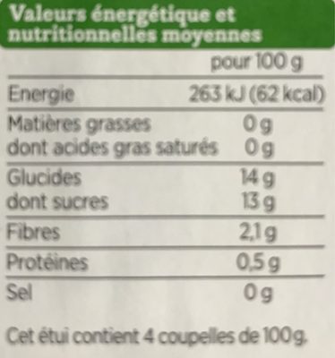 Compotes allégées Pomme Banane - Nutrition facts - fr