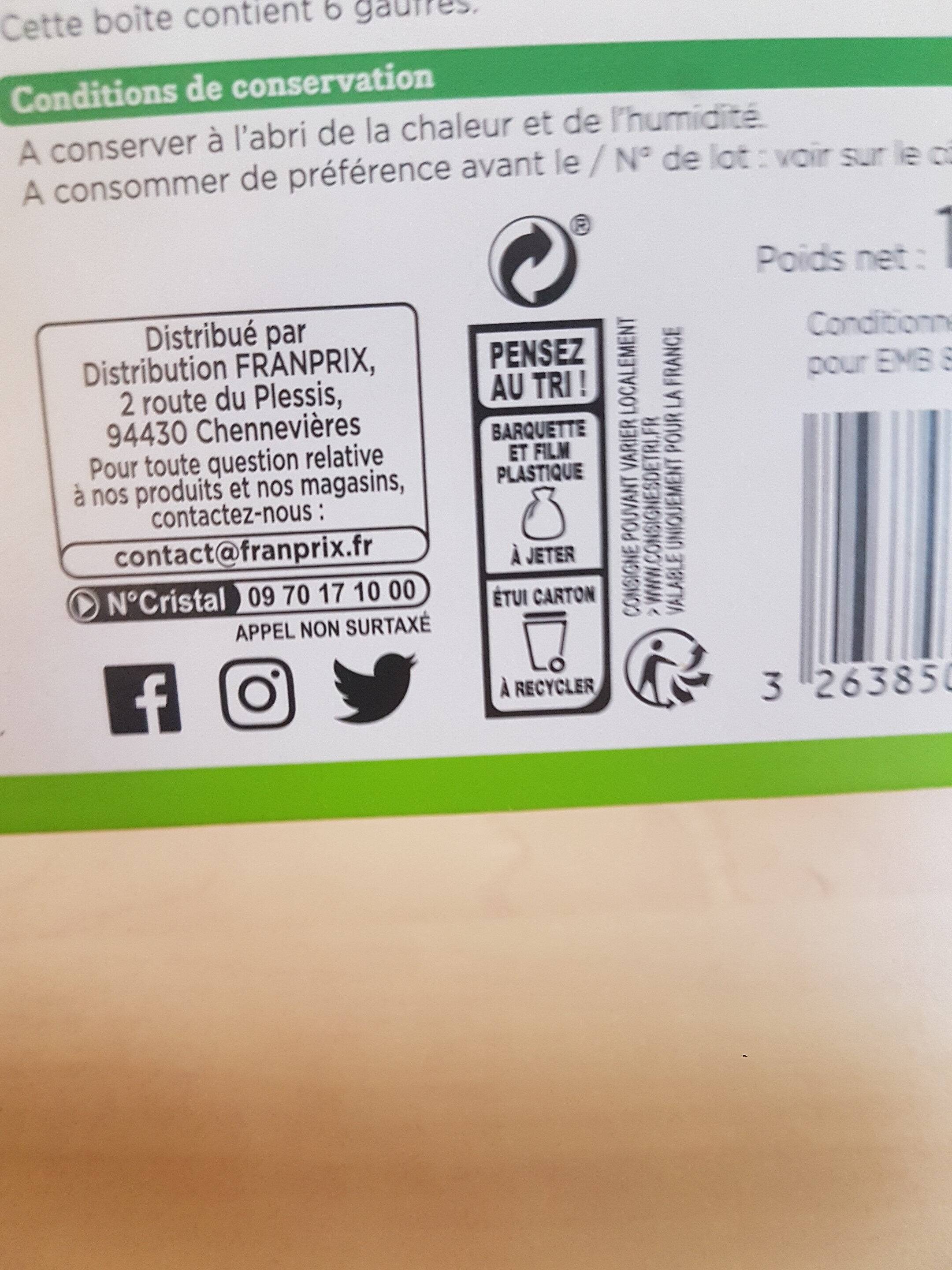 gaufres fourrees miel bio - Instruction de recyclage et/ou informations d'emballage