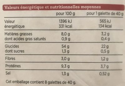 Tortillas de blé - Voedingswaarden - fr
