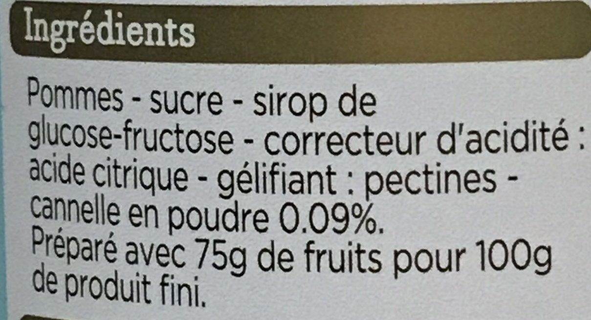 Pomme Cannelle - Ingredientes - fr