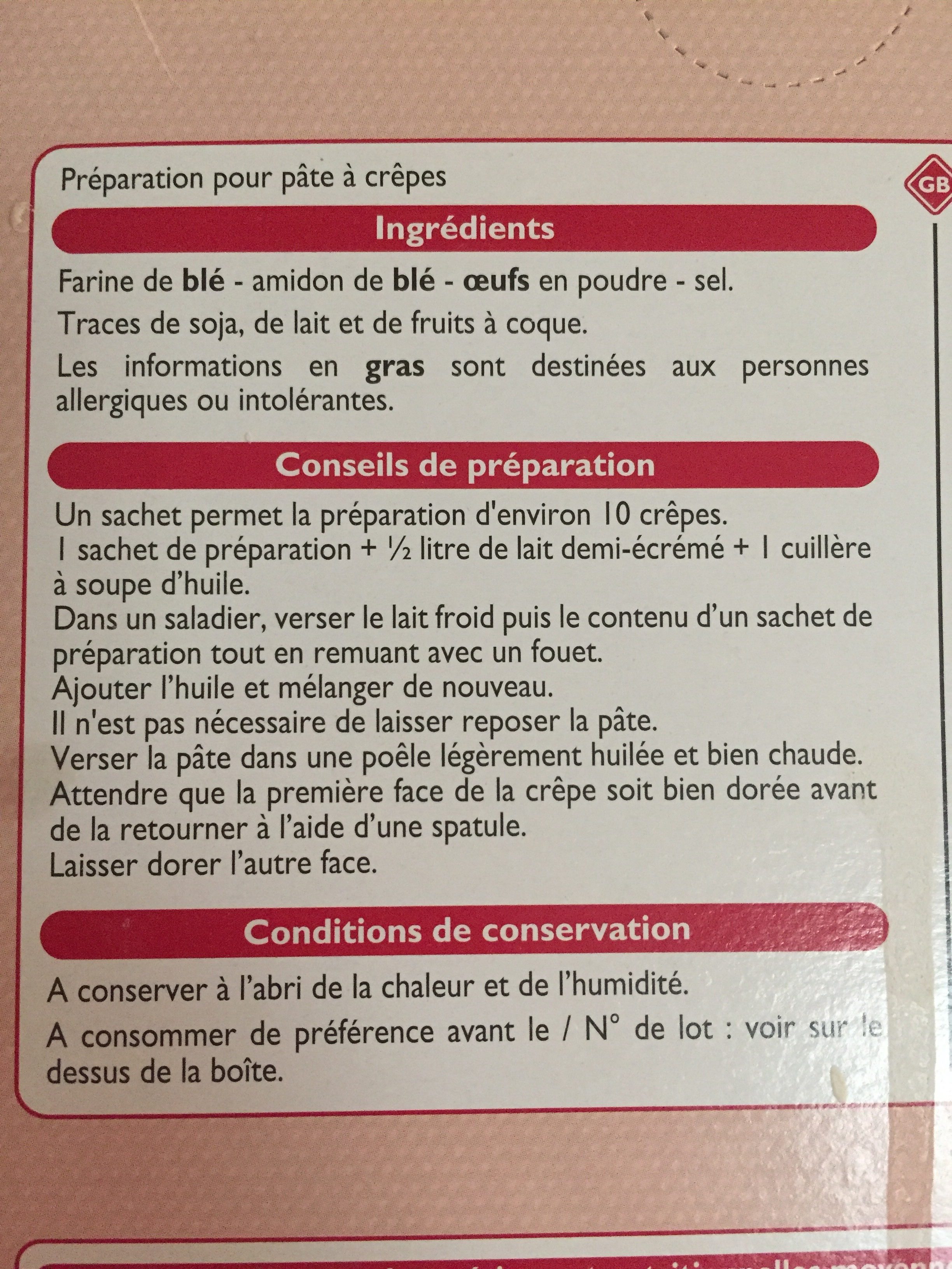 Preparation pour crepes - Ingredients - fr