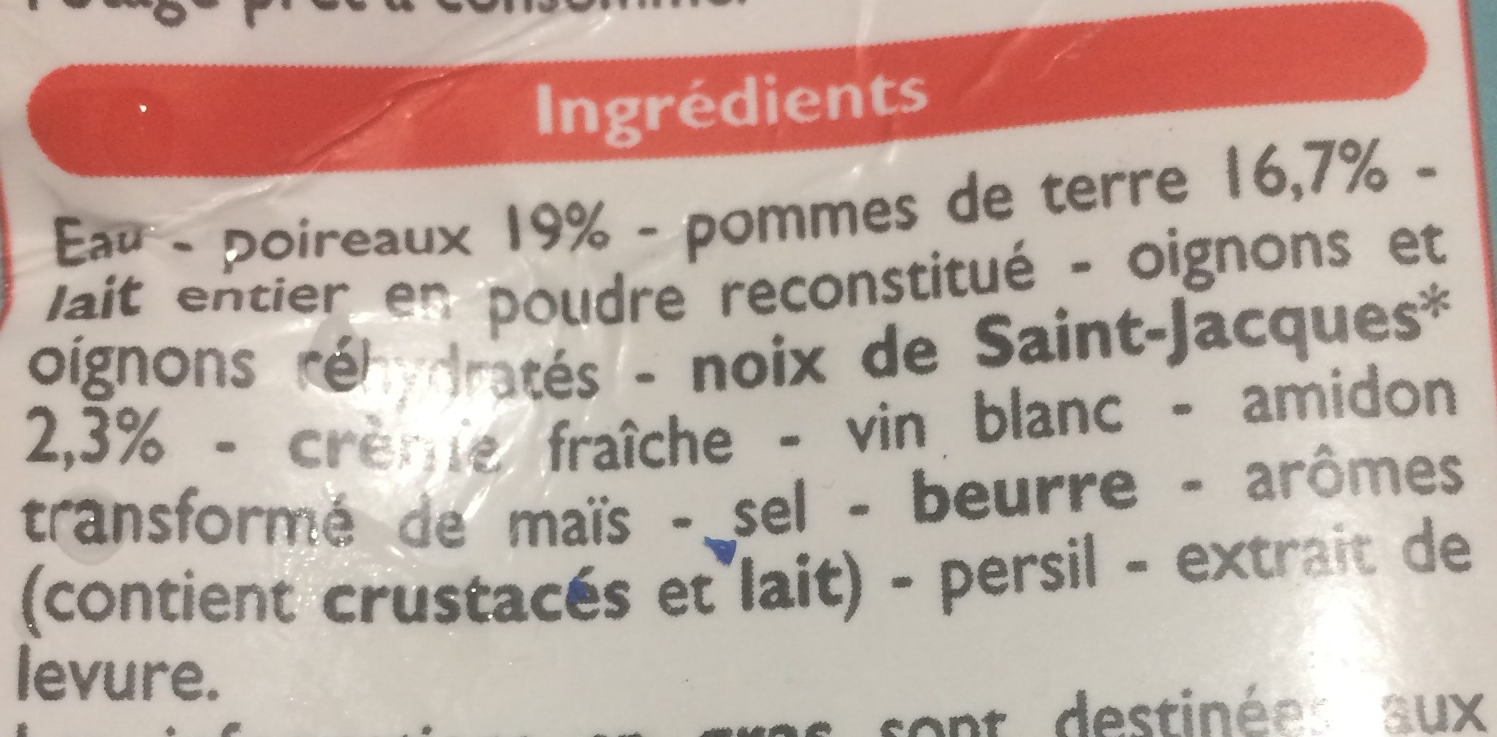 Velouté Poireaux St Jacques - Ingrédients