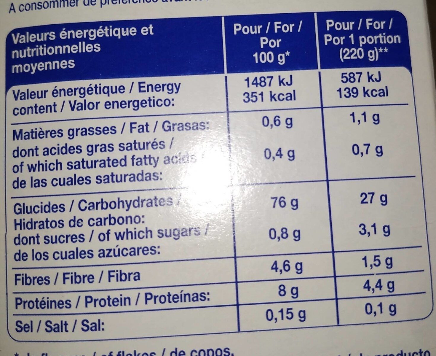 Purée de pommes de terre en flocons - Nutrition facts - fr