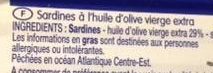 Sardines à l'huile d'olive - Ingrédients