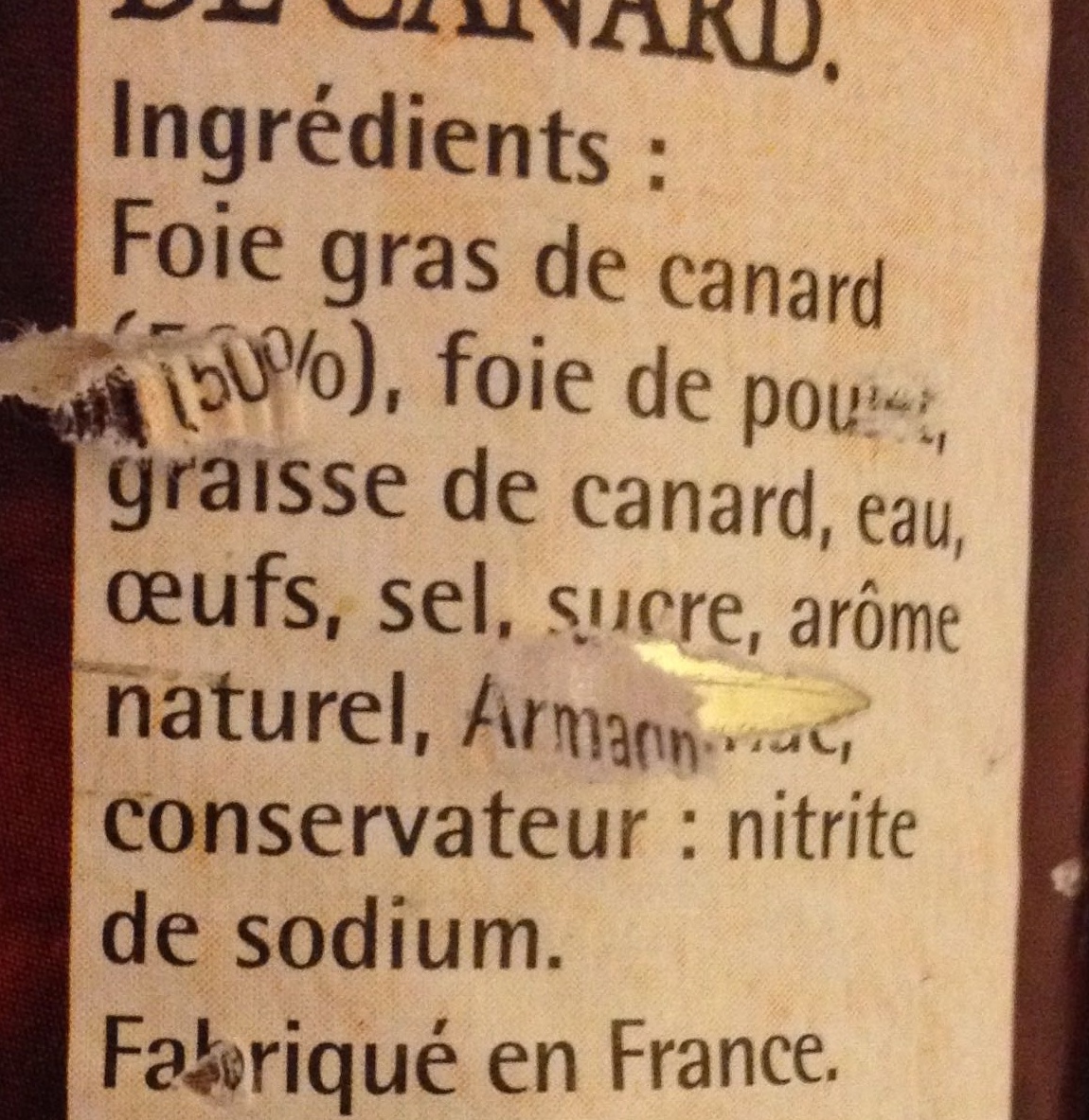 Mousse de Foie de Canard - Ingredienser - fr