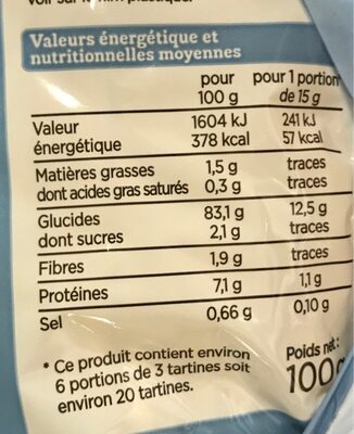 Tartines craquantes maïs et riz - Ingredients - fr
