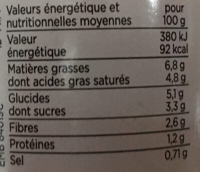 Mousseline de celeri - Nutrition facts - fr