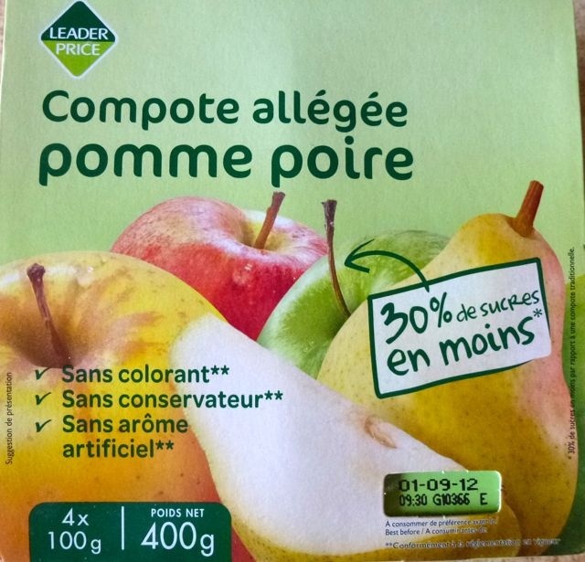 Compote allégée pomme poire - Produit