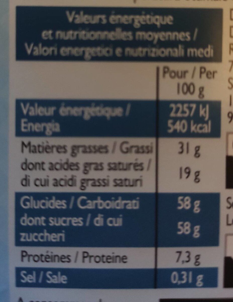 Blanc chocolat - Nutrition facts - fr