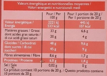 Chocolat noir - Nutrition facts - fr