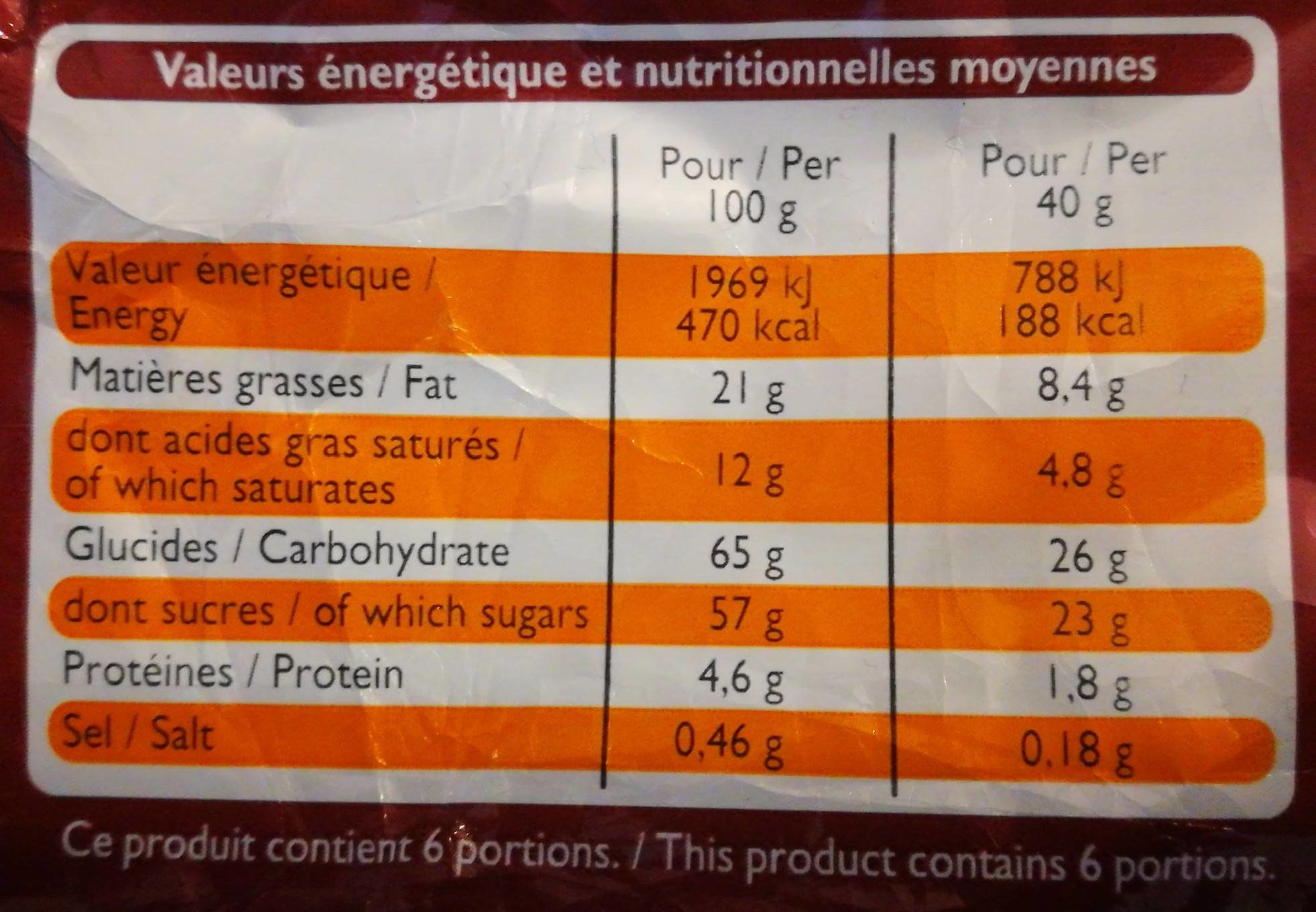 Barre Chocolat & Caramel - Nutrition facts - fr