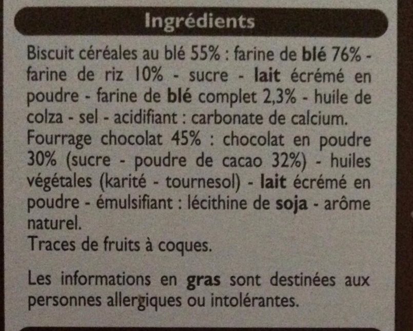 Tartines Craquantes Fourrées au Chocolat - Ingrédients