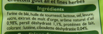 Croûtons goût ail et fines herbes spécial salade Leader price - Ingrediënten - fr