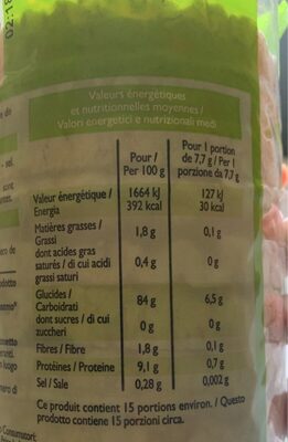 Galette de riz complet sésame - Nutrition facts - fr