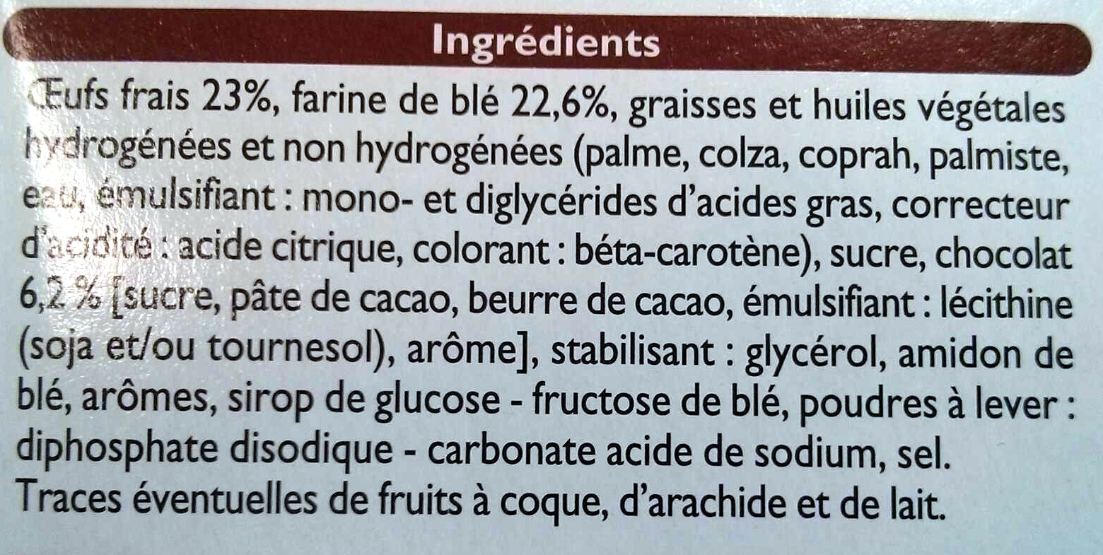 Mini marbré au chocolat - Ingrédients
