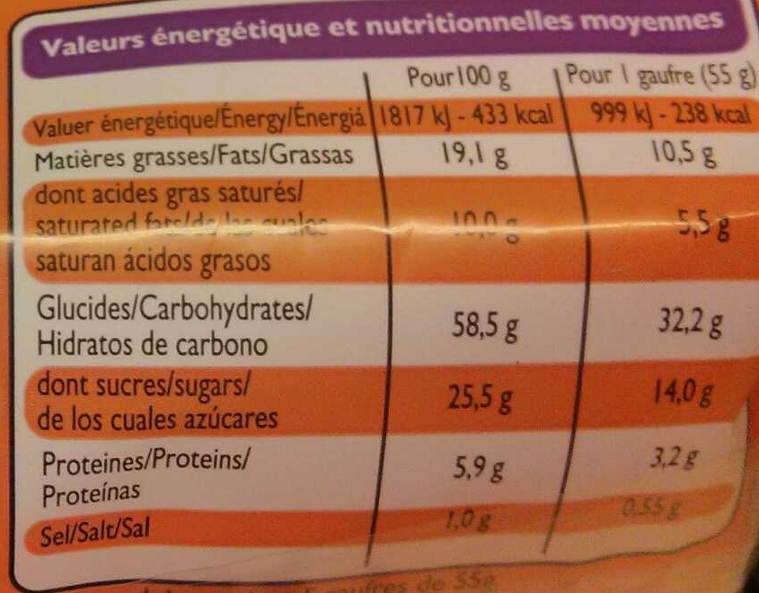 5 Gaufres Liégeoises - Nutrition facts - fr