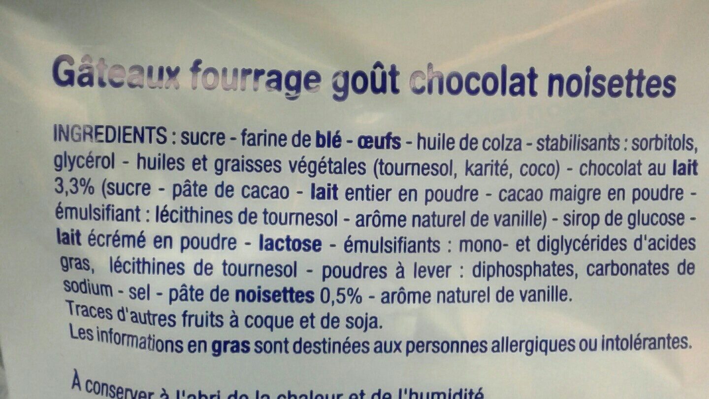Mini Fourrés Cacao Noisette - المكونات - fr