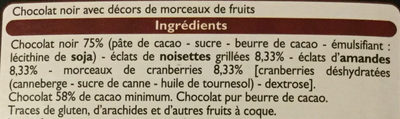 Chocolat noir - amandes, noisettes et cranberries - Ingredienser - fr