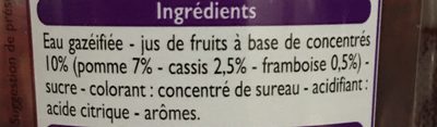Boisson gazeuse aux fruit saveur cassis framboise - Ingrédients
