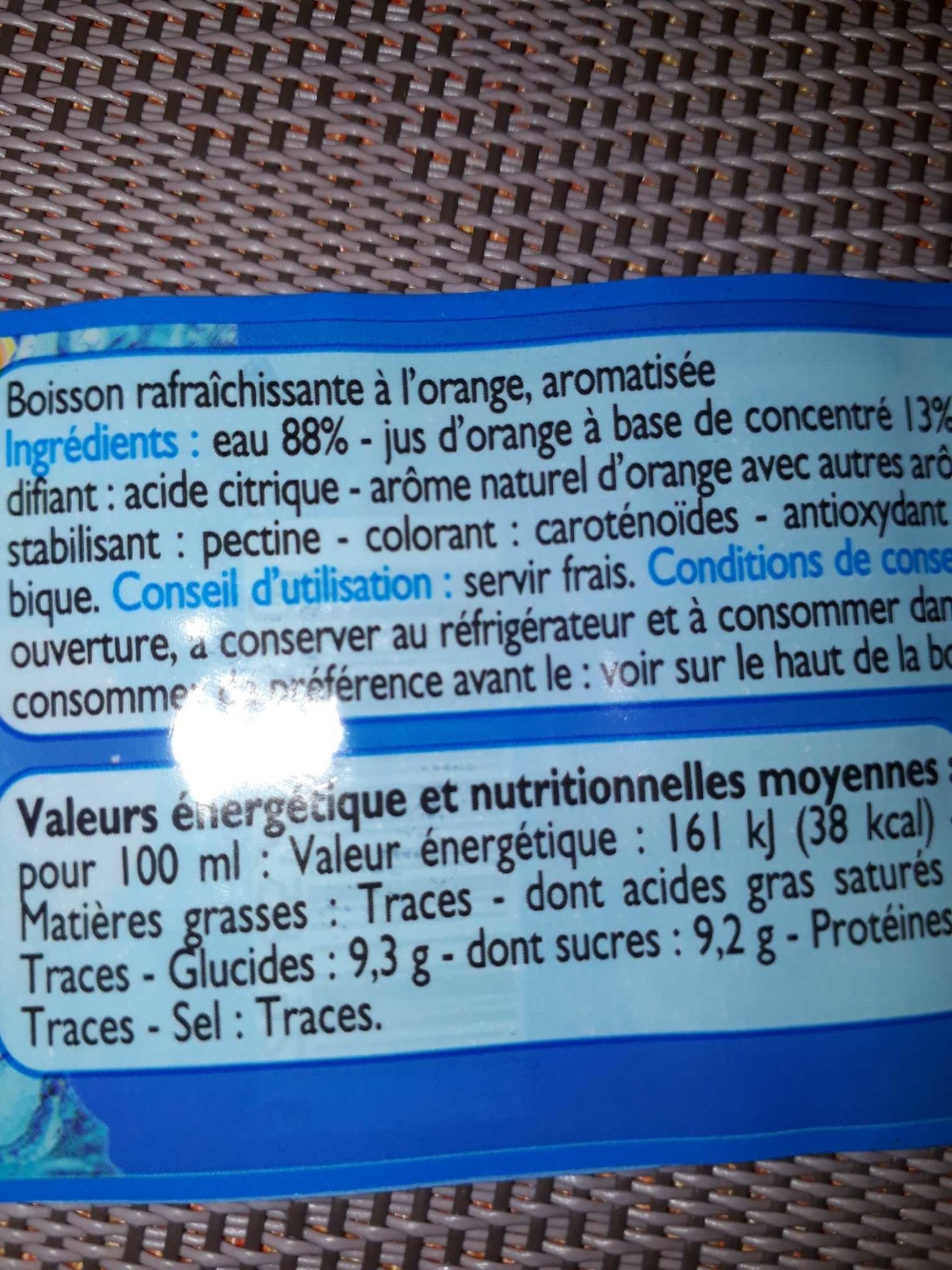 Topi' fruits à l'orange - Nutrition facts - fr