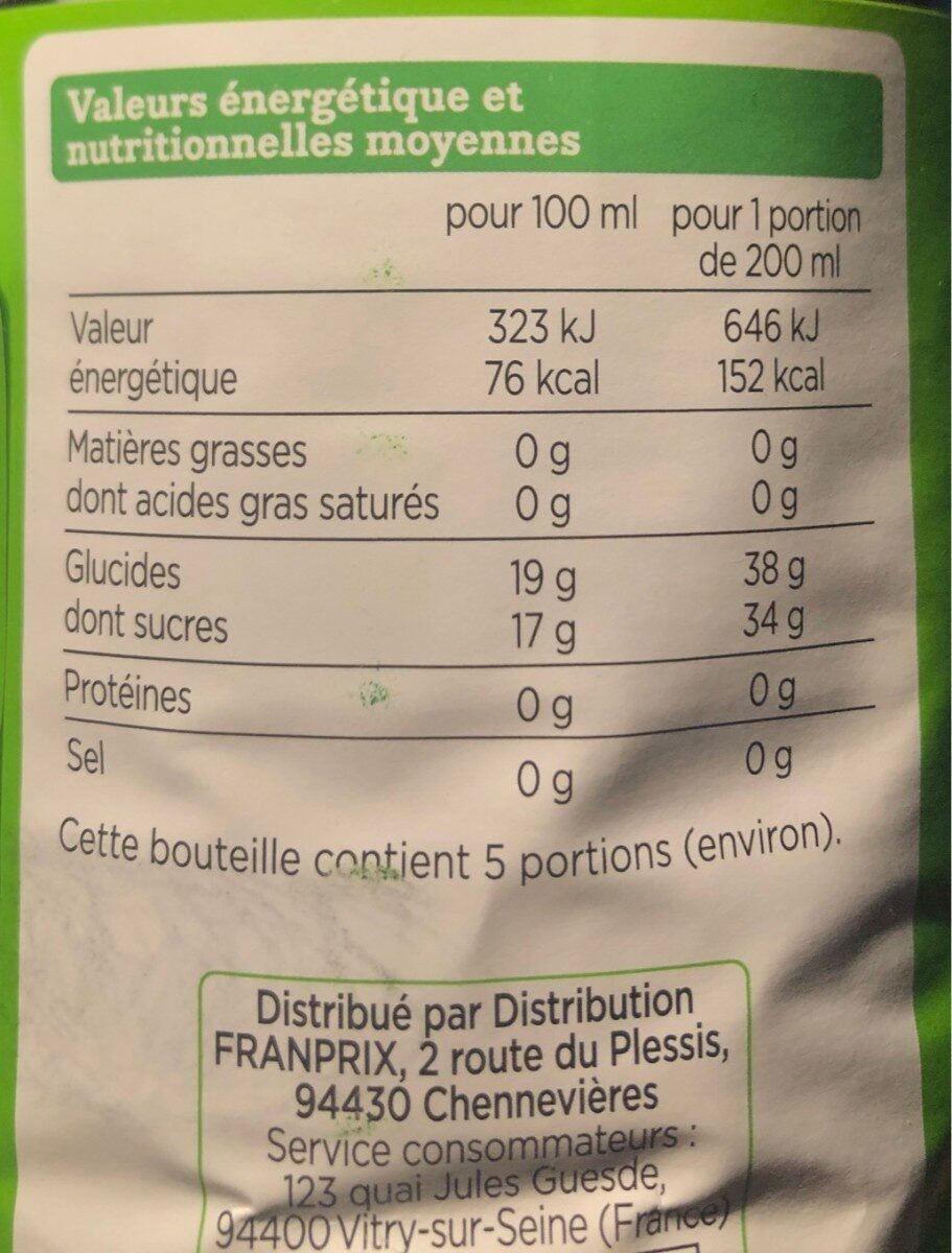 100 % pur jus de raisin bio - Nutrition facts - fr