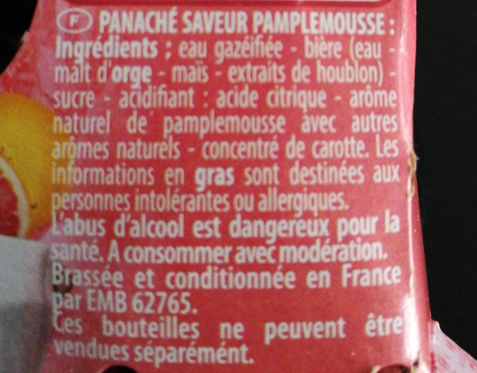 Panaché saveur pamplemousse - Ingredienser - fr