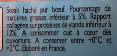 Steak Haché Pur bœuf 5% mat. gr. - Zutaten - fr