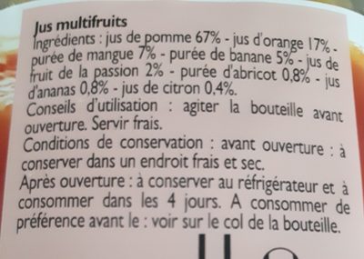 Pur jus multifruits - Ingredients - fr