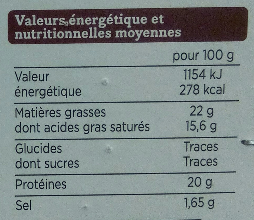Camembert moulé à la louche - Nutrition facts - fr