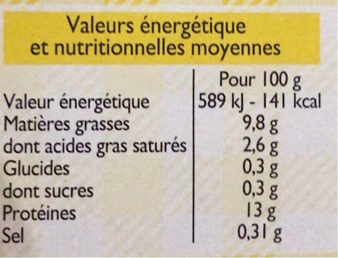 Oeufs Frais - Valori nutrizionali - fr