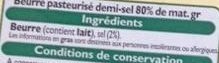 Beurre demi-sel - Ingrédients