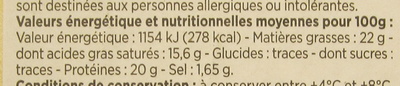 camembert au lait cru - Voedingswaarden - fr