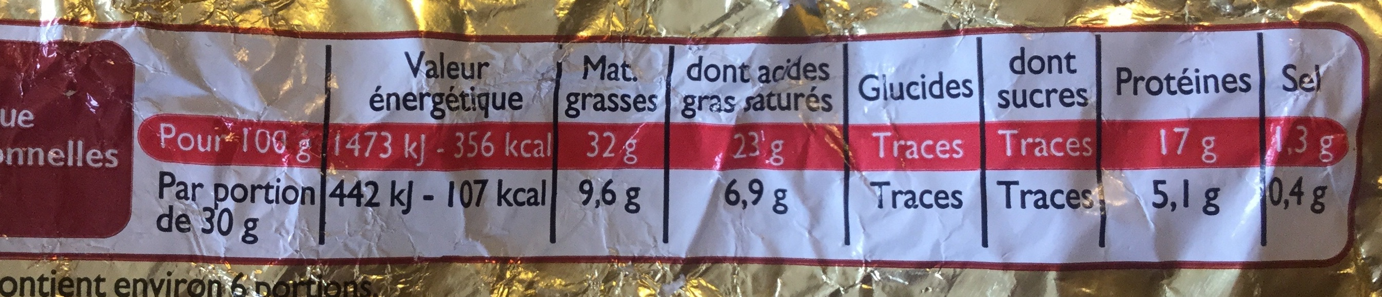 Pointe de Brie (32 % MG) - Nutrition facts - fr