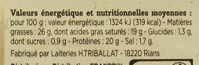 Crottin de Chavignol - Nutrition facts - fr