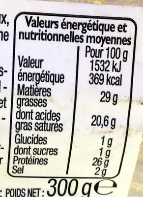 Cantal Entre-deux AOP - Nutrition facts