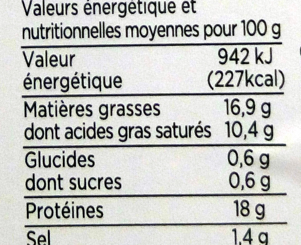 Mini Brochettes Aneth et Saumon Fumé - Tableau nutritionnel