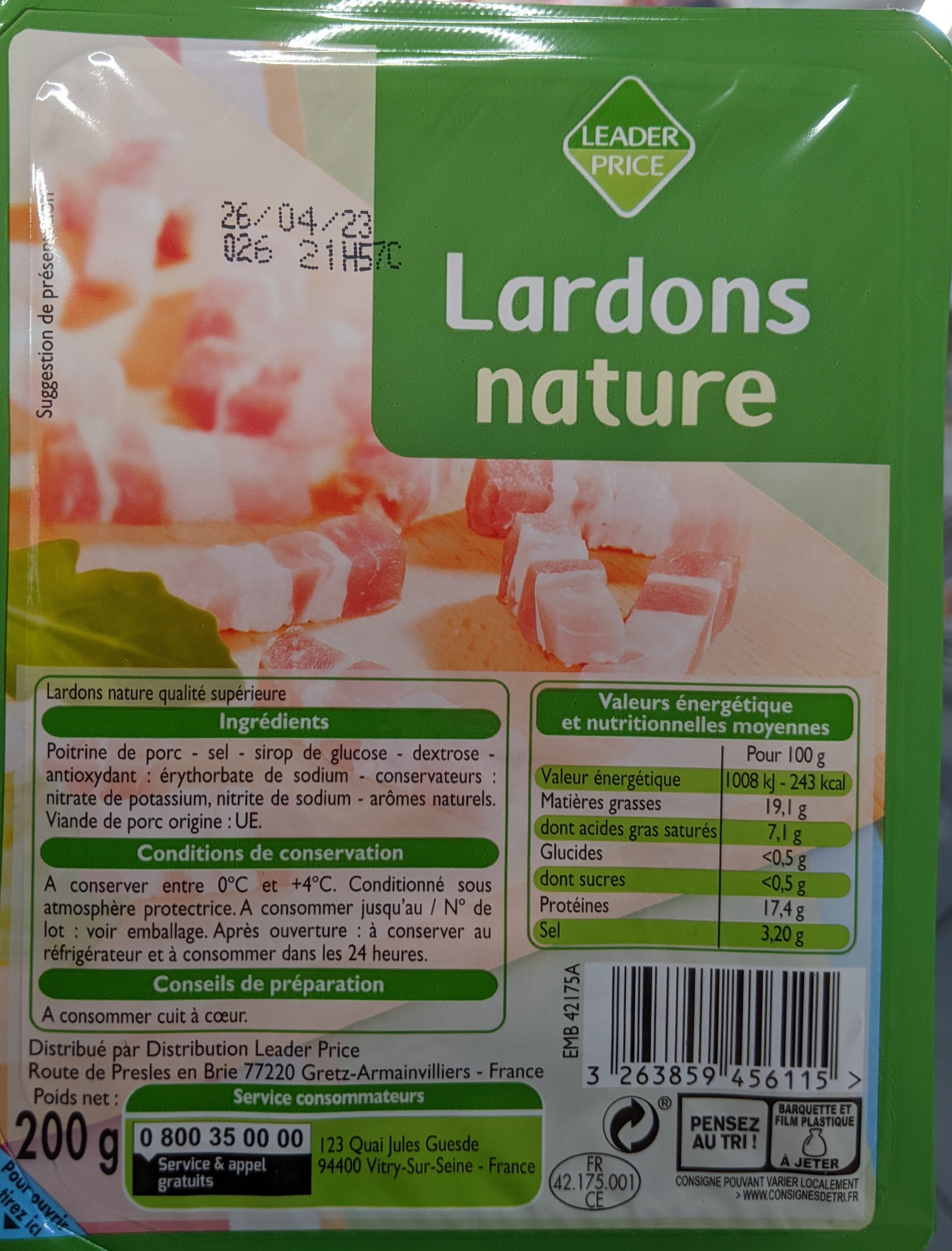 Lardons nature - Product - fr