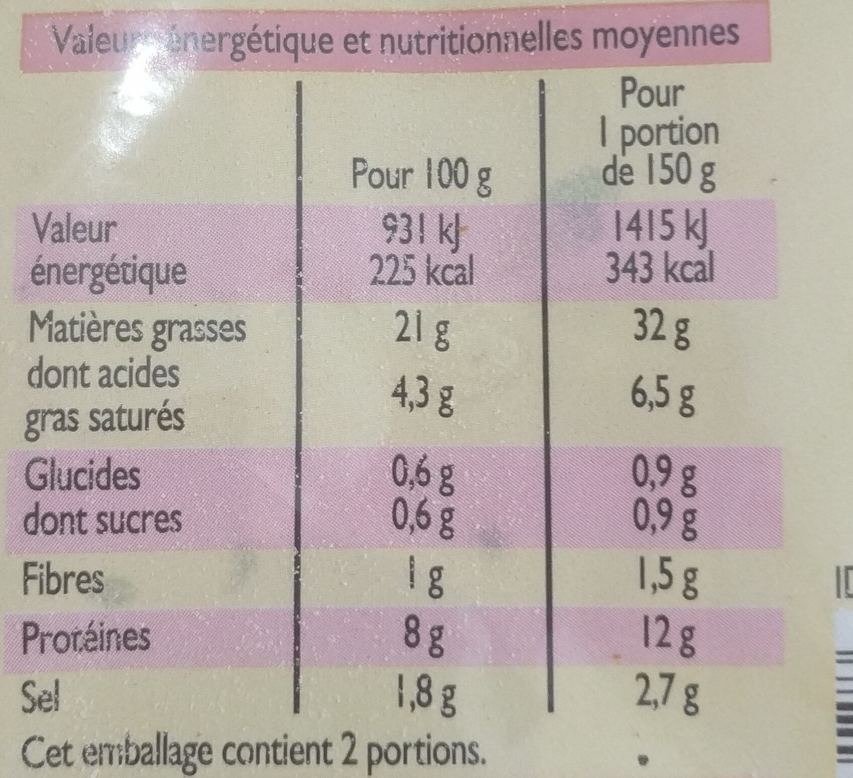 Salade de museau - Nutrition facts