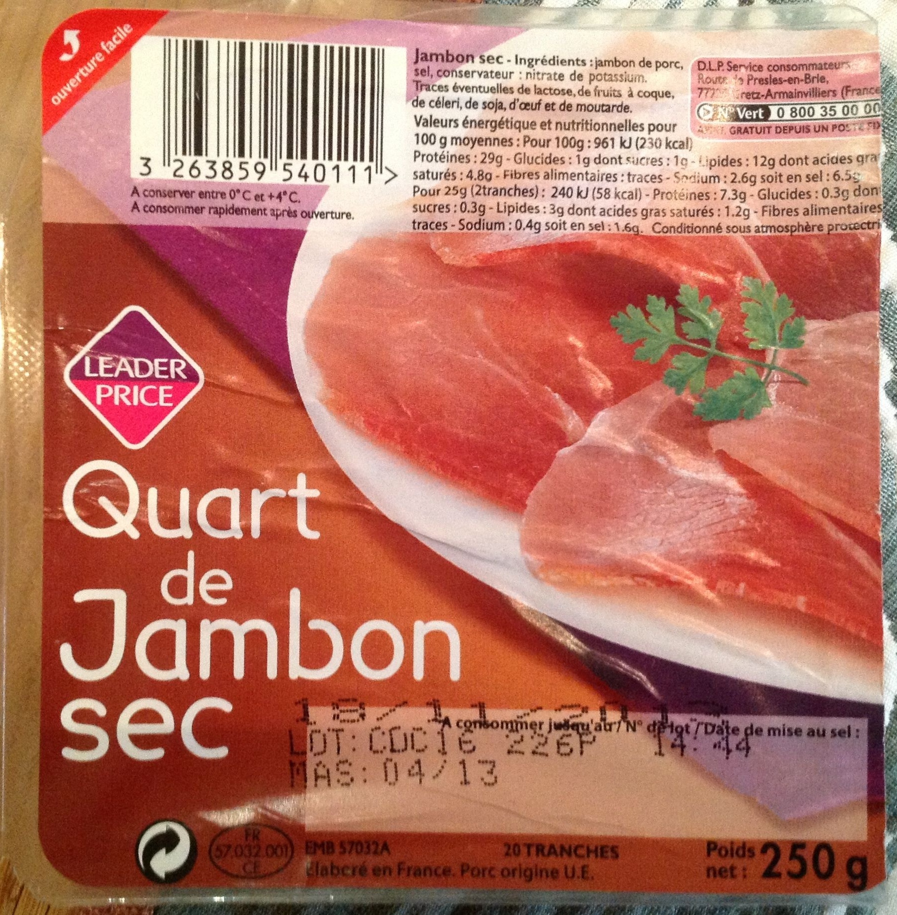 Quart de Jambon Sec - Product - fr