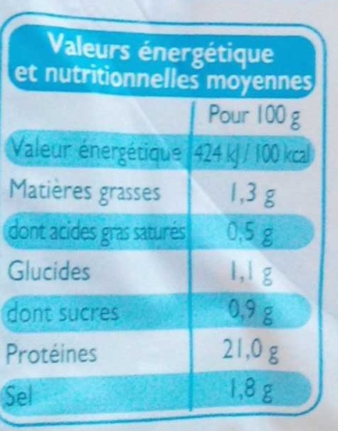 Blanc de dinde 4 tranches - Nutrition facts - fr