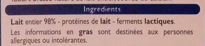 Yaourt Brassé nature (12 pots) - Ingrédients