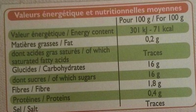 Spécialité Pomme Abricot - Nutrition facts - fr