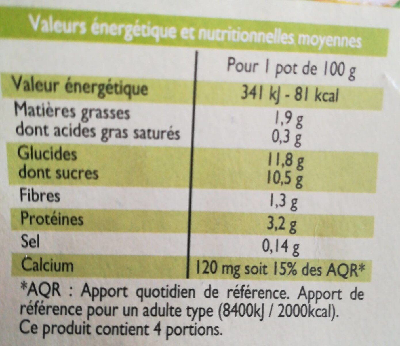 Spécialité au soja au citron - Información nutricional - fr