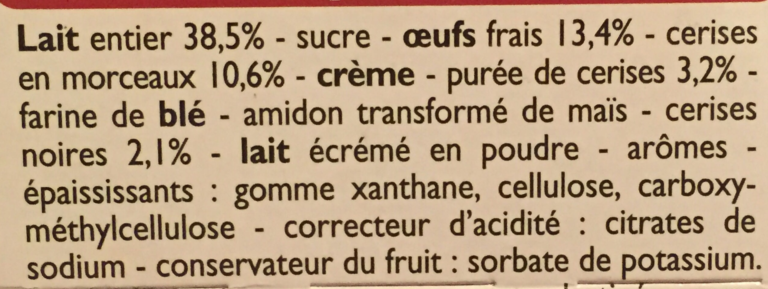 Clafoutis aux Cerises - Ingredientes - fr