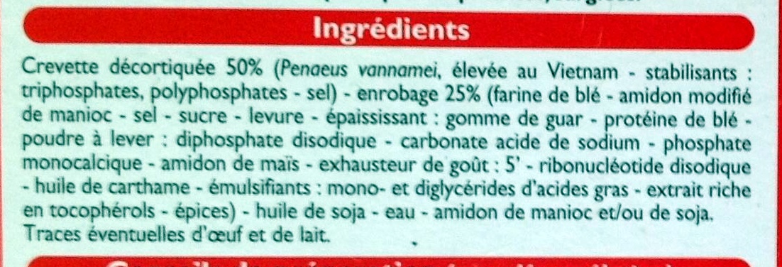 Crevettes Tempura Surgelées - Ingredienser - fr