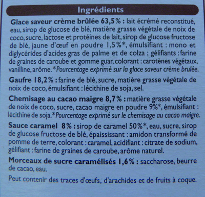 4 Cônes Crème brûlée - Ingredients - fr